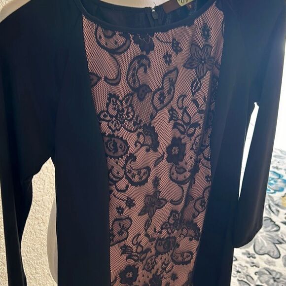 Anthropologie Eva Franco Womens 8 Black Cocktail Dress Floral Lace NWOT - Picture 6 of 6